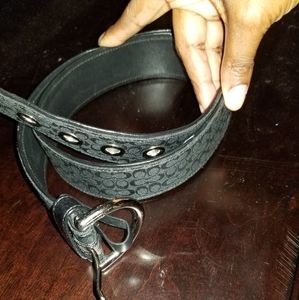 Monogrammed black & gray Coach belt